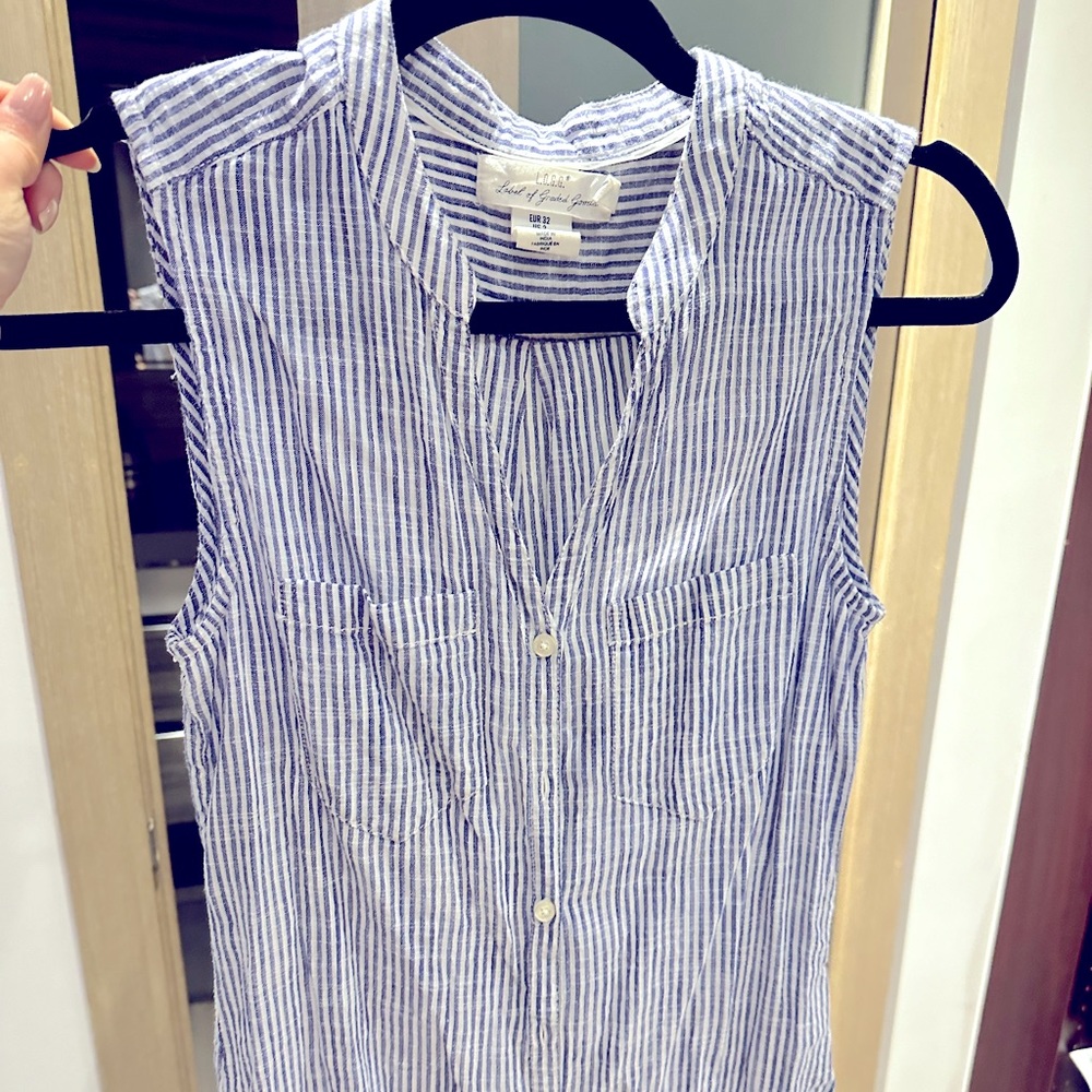 H&M stripe linen sleeveless top
